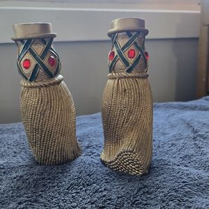 Elegant Gold and Red Candle Holders